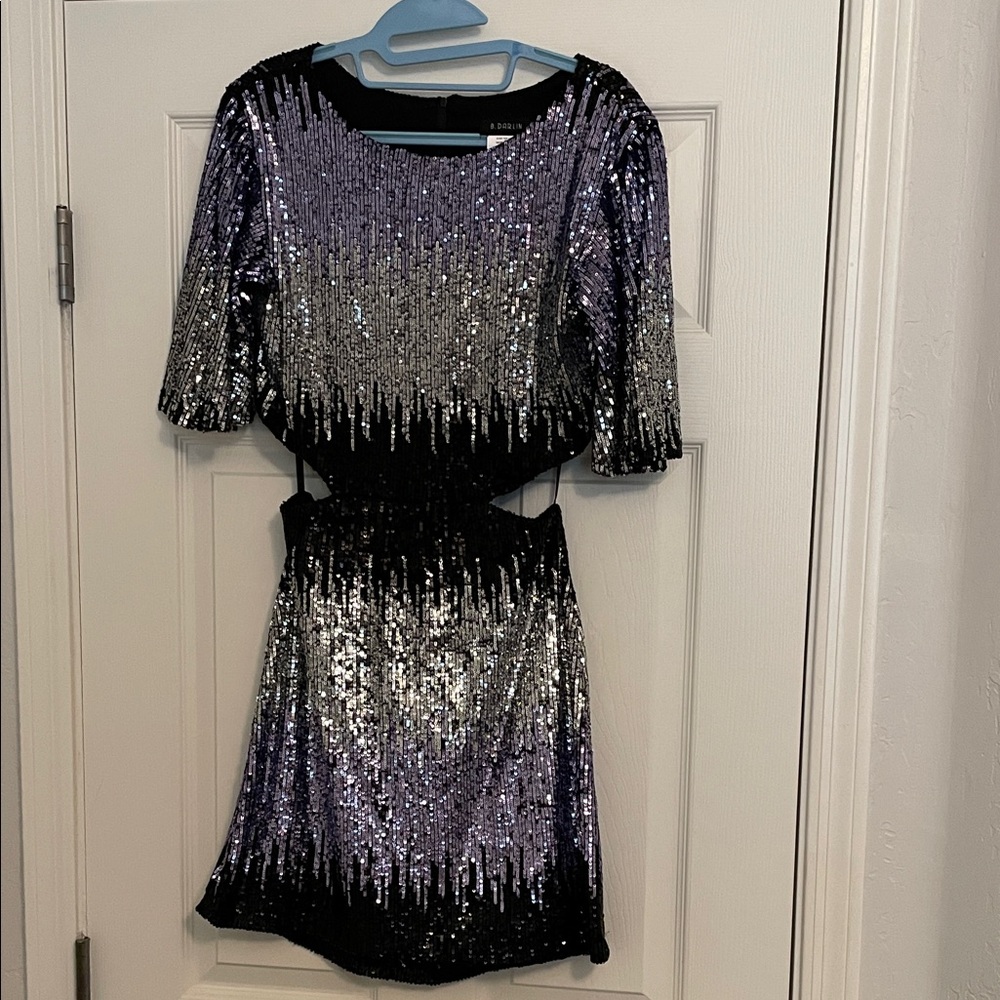B Darlin Purple and Silver Sequin Dress